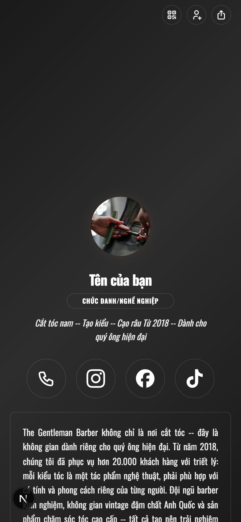 Barber Shop tóc nam